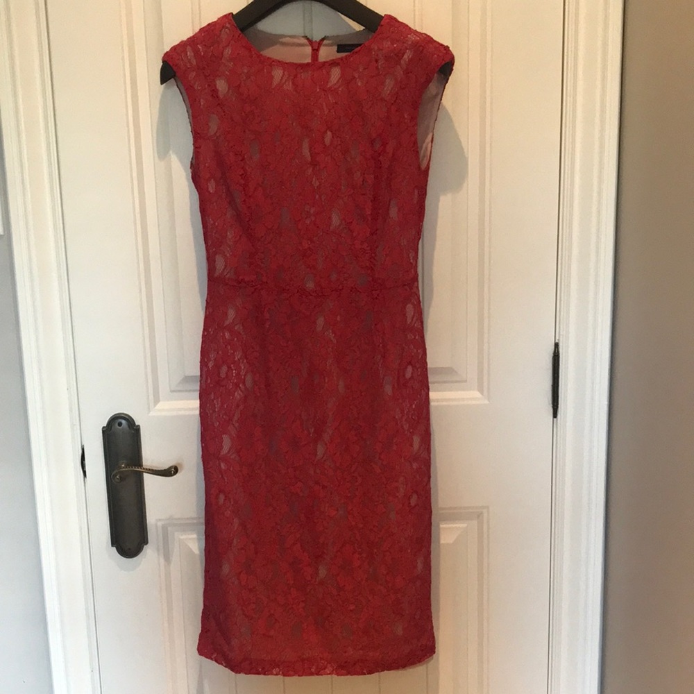 French connection lace dress coral (e)